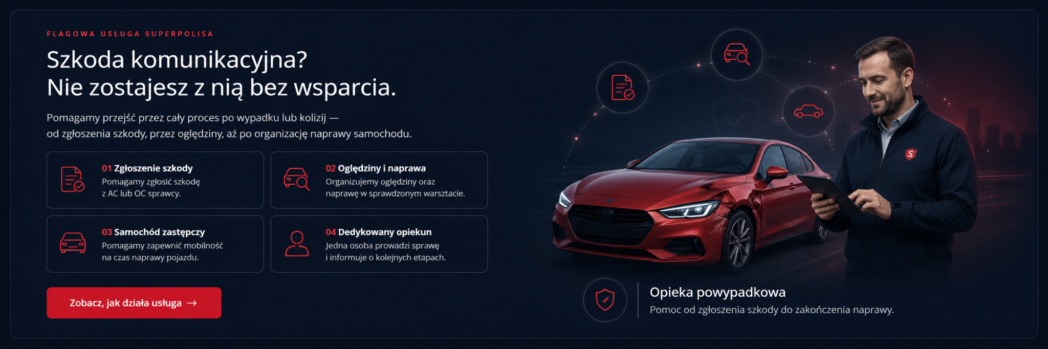 Samochód, opiekun i etapy procesu opieki powypadkowej